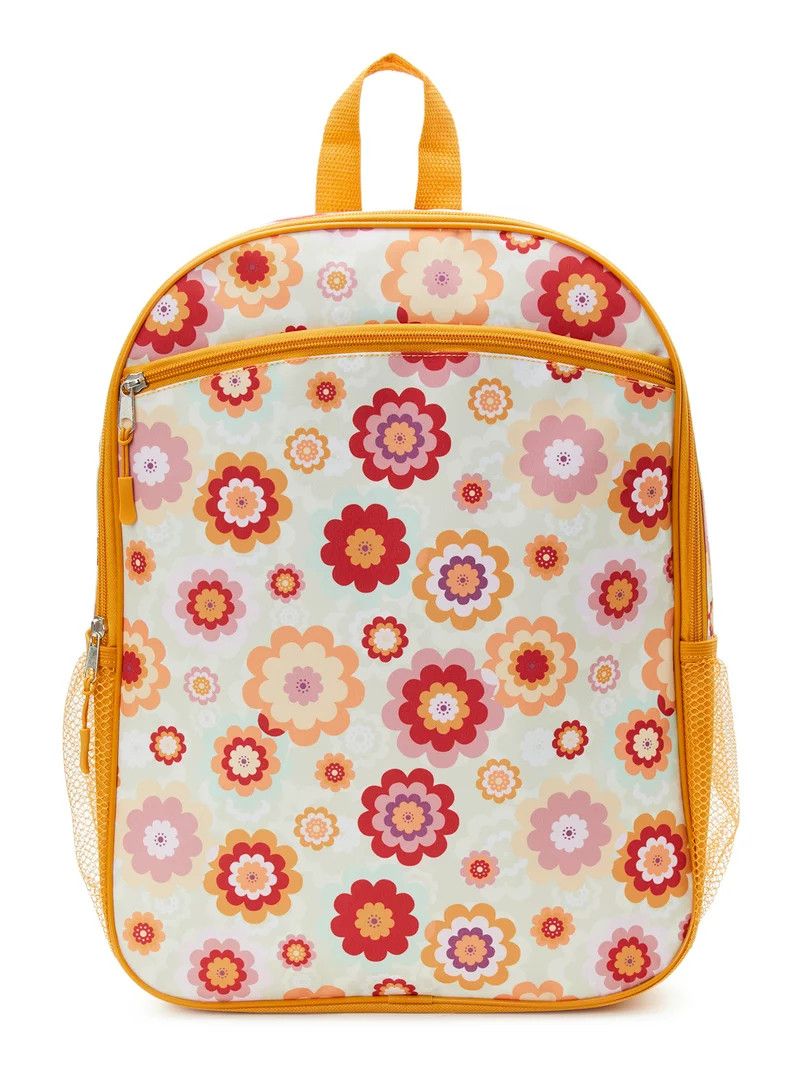 Wonder Nation Kids 16" Laptop Backpack, Hippie Floral Ochre Harvest | Walmart (US)
