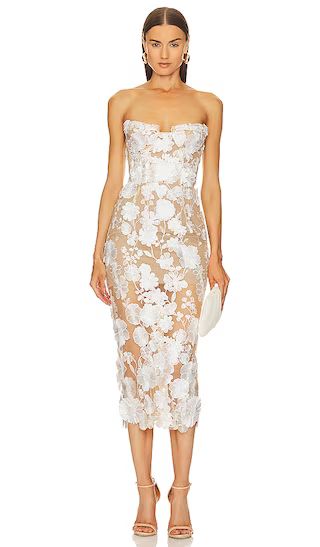 Jasmine Midi Dress in White & Floral | Revolve Clothing (Global)