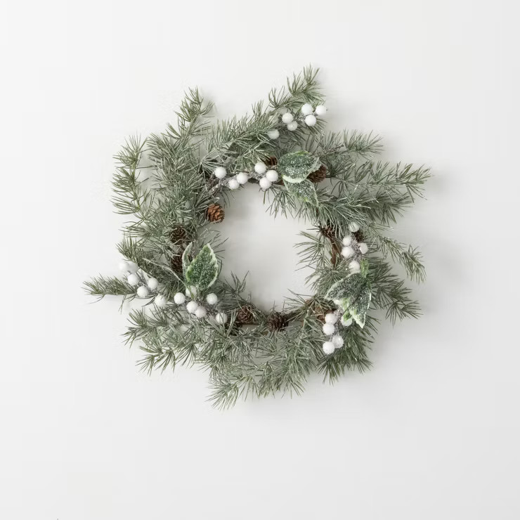 Artificial Pine Leaf And Berry Mini Accent Wreath Multicolor 14"H | Target
