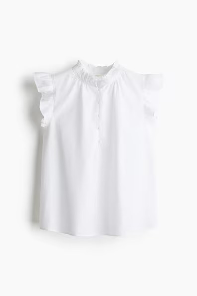 H & M - Linen-Blend Blouse - White | H&M (US + CA)
