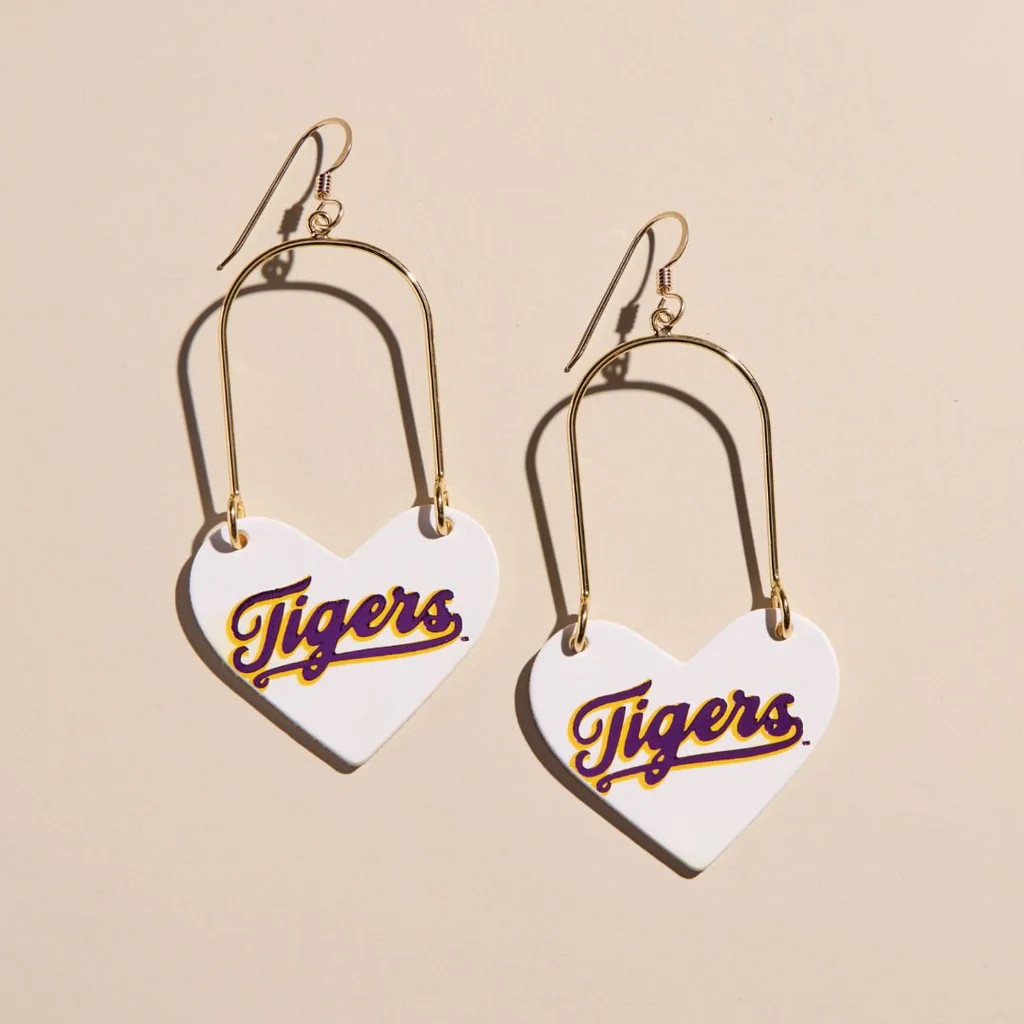 White LSU Tigers Heartthrobs | Nickel and Suede