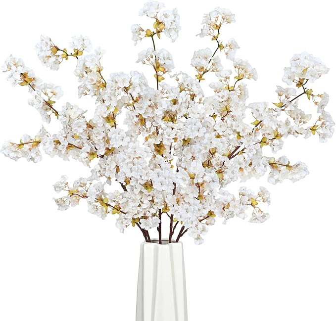 Sunm Boutique Silk Cherry Blossom Branches, Artificial Cherry Blossom Tree Stems Faux Cherry Flow... | Amazon (US)