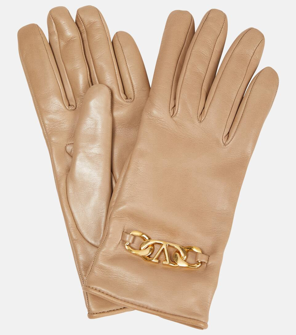 VLogo Chain leather gloves | Mytheresa (INTL)