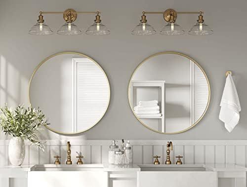 Amazon.com: Barnyard Designs 30 inch Gold Round Mirror, Bathroom Vanity Wall Mirrors, Circle Mirr... | Amazon (US)