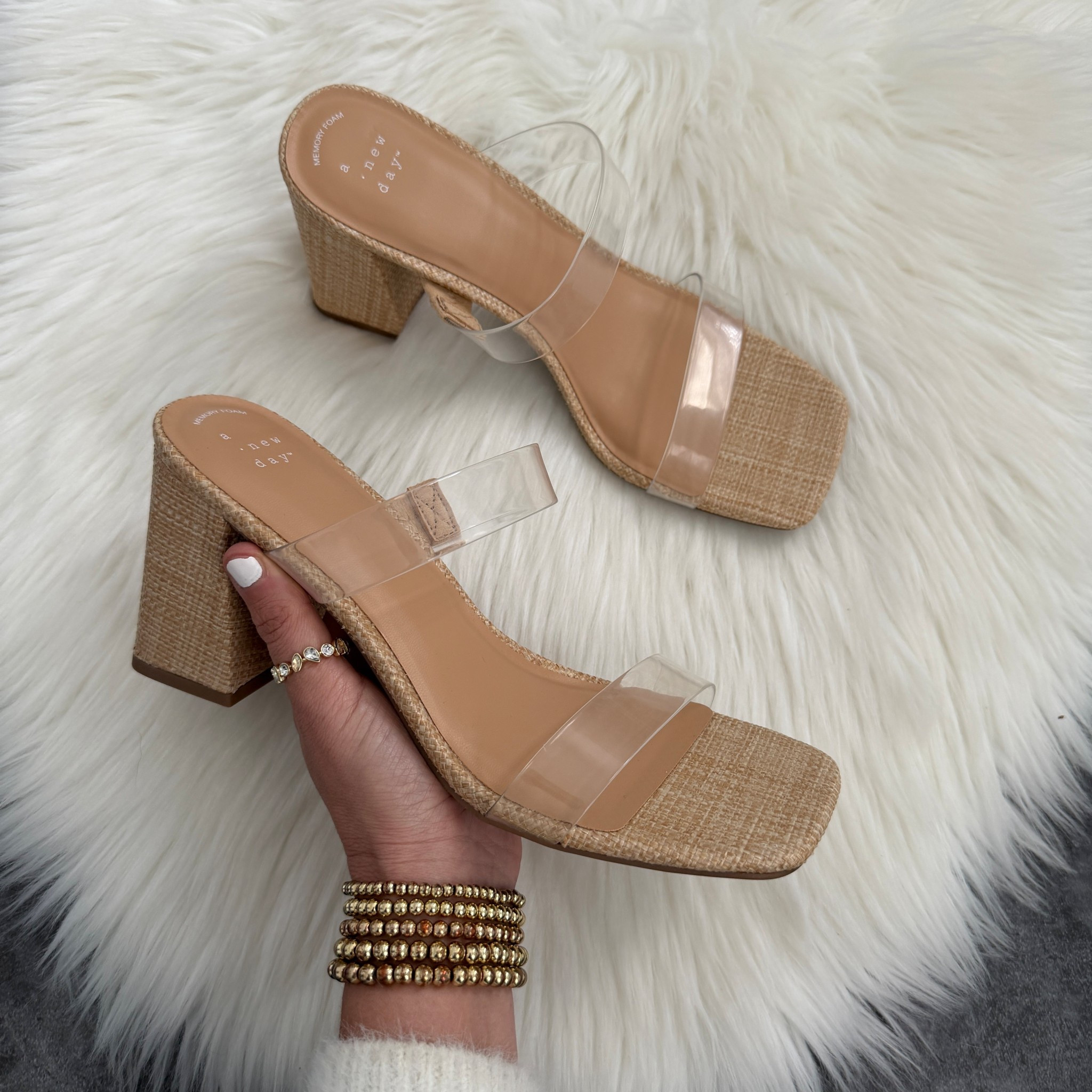 Target Hattie Heels with Memory Foam Insole - A New Day Natural sandals runs true to size 