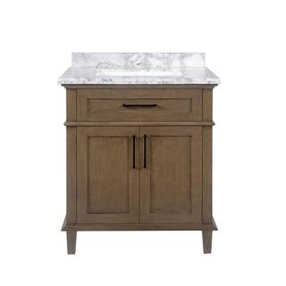 Home Decorators Collection Sonoma 30 in. Single Sink Freestanding Almond Latte Bath Vanity with C... | The Home Depot