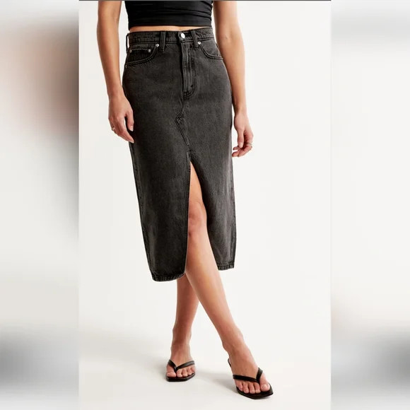 Abercrombie & Fitch women's High Rise Denim Midi skirt | Poshmark