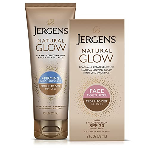 Jergens Natural Gradual Glow Bundle Pack: Daily Moisturizer +Firming 7.5fl oz and SPF20 Face Moisturizer 2fl oz, Medium to Tan | Amazon (US)