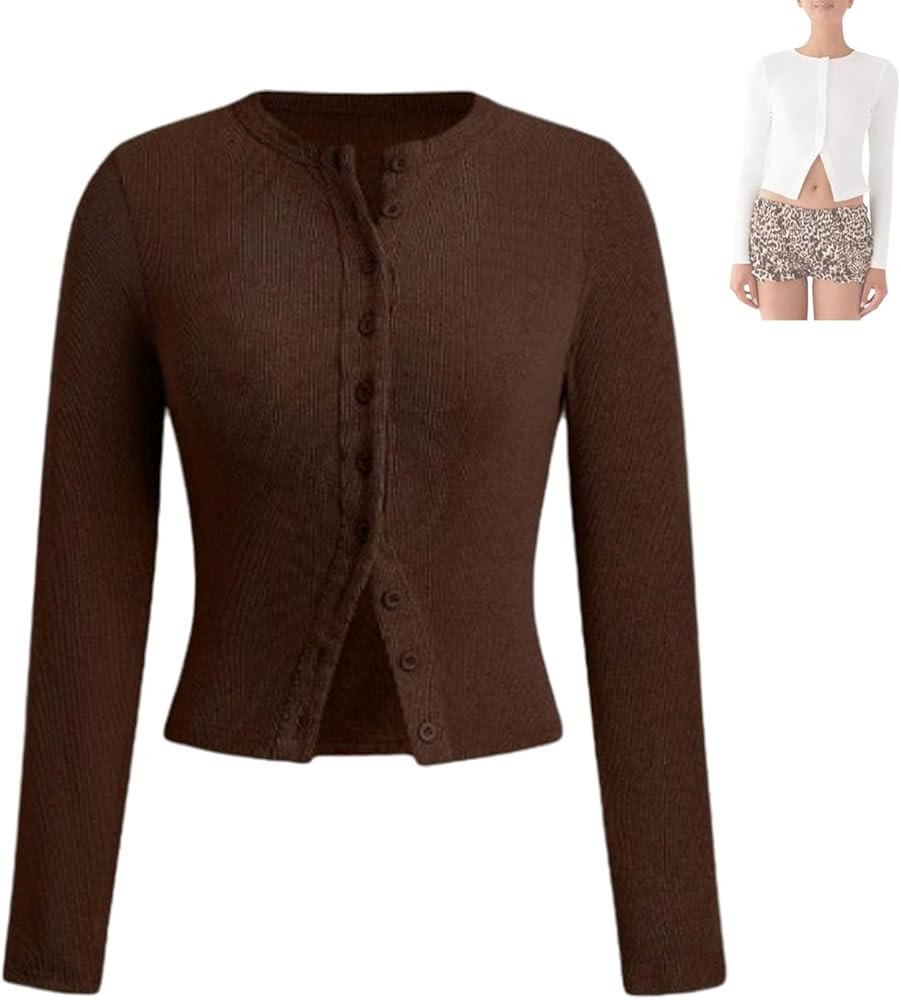 Evandal Ribbed Button up Long Sleeve, Women Long Sleeve Ribbed Knit Cardigan | Amazon (US)