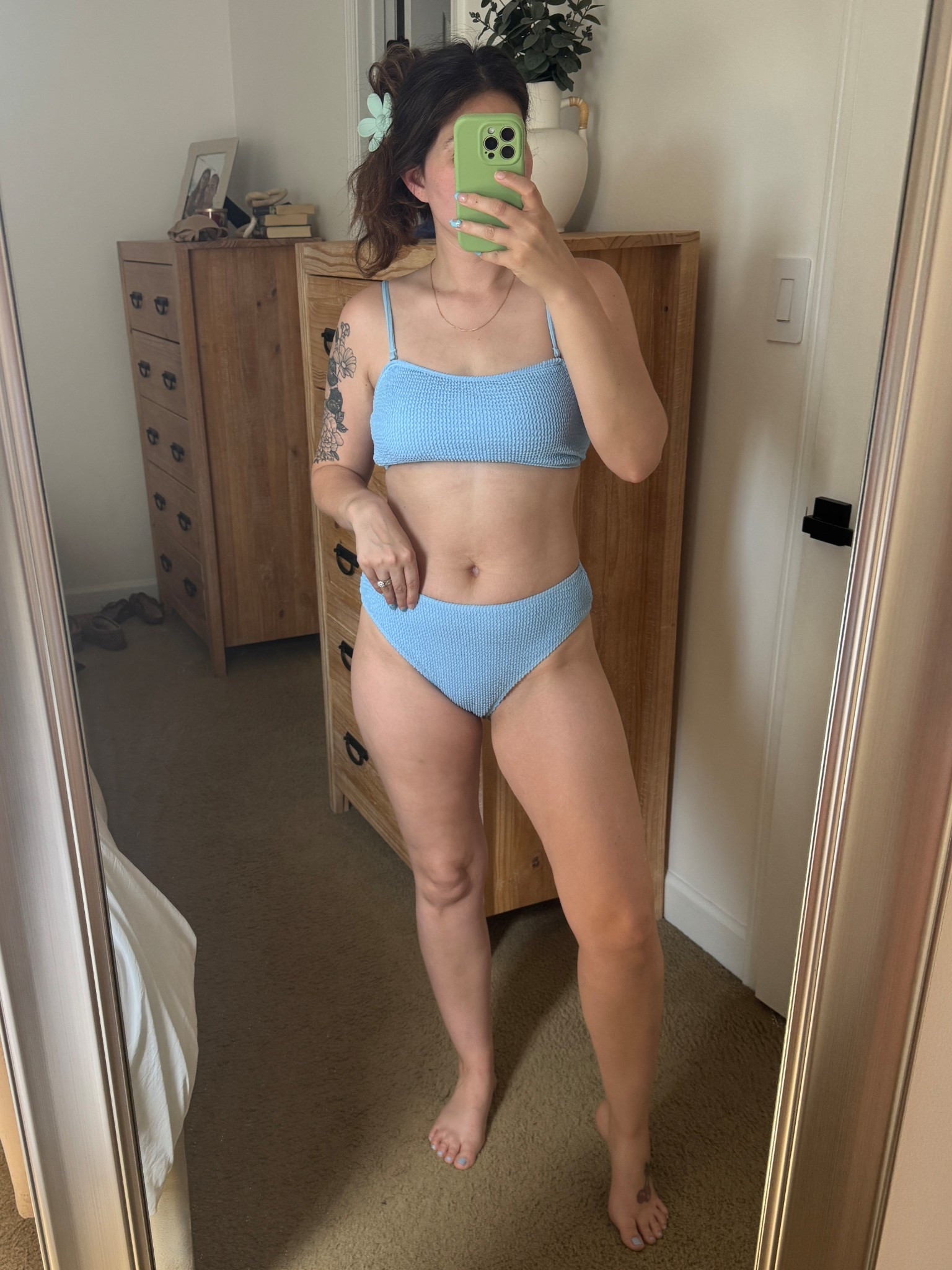 Light blue women's swimsuit from amazon, amazon bikini in light blue size medium. A small would work but a medium gives a little more coverage. This swimsuit is cheeky. Cute light blue swimwear for this summer. #amazon #ltkamazon #swimwear #swim #summer #ltksummer  

 #LTKSeasonal #LTKFindsUnder50 #LTKStyleTip