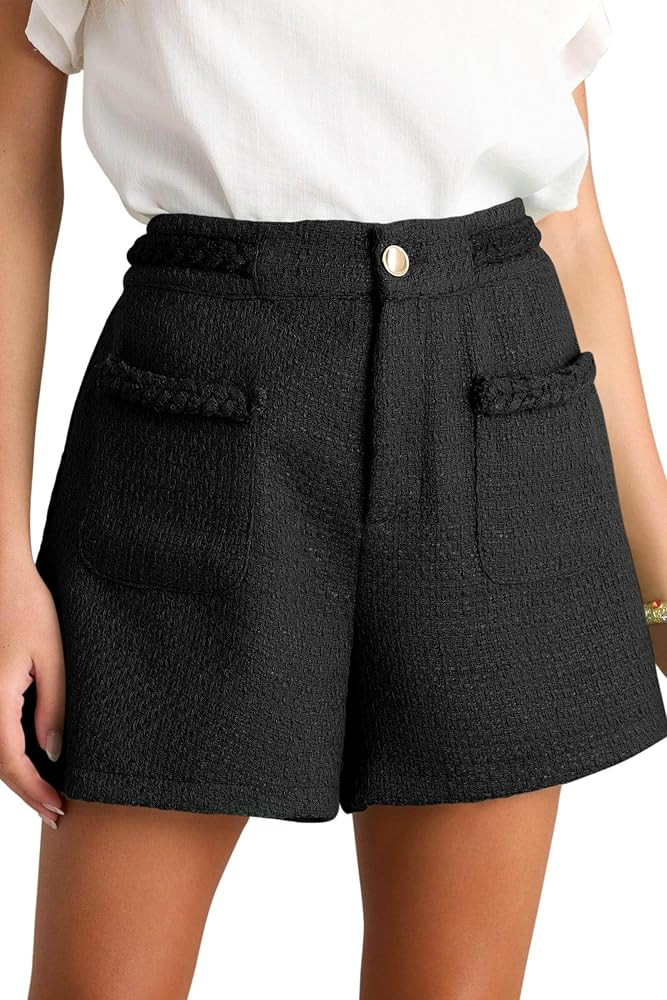 Cicy Bell Womens Tweed Summer Shorts High Waisted Wide Leg Dressy Casual Shorts with Front Pocket... | Amazon (US)