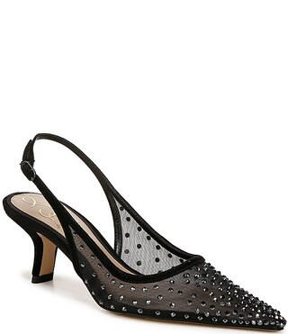 Sam Edelman Bianka Rhinestone Embellished Mesh Pointed Toe Slingback Pumps | Dillard's | Dillard's