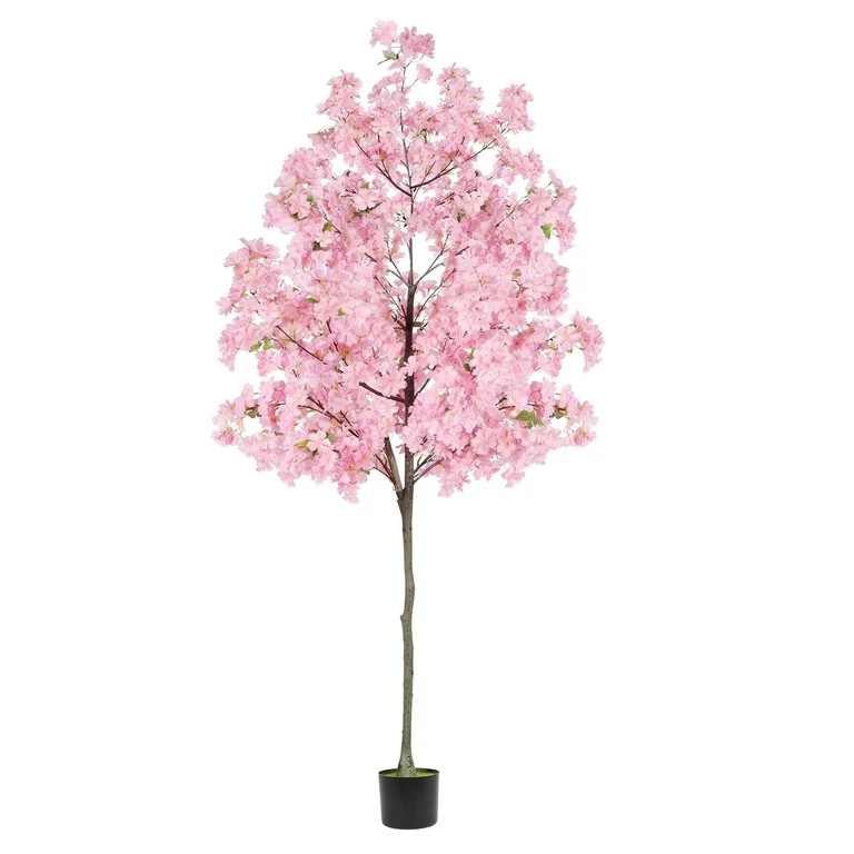 6FT Artificial Cherry Blossom Tree, Fake Pink Sakura Faux Silk Plant in Pot, Lifelike Decorative ... | Walmart (US)