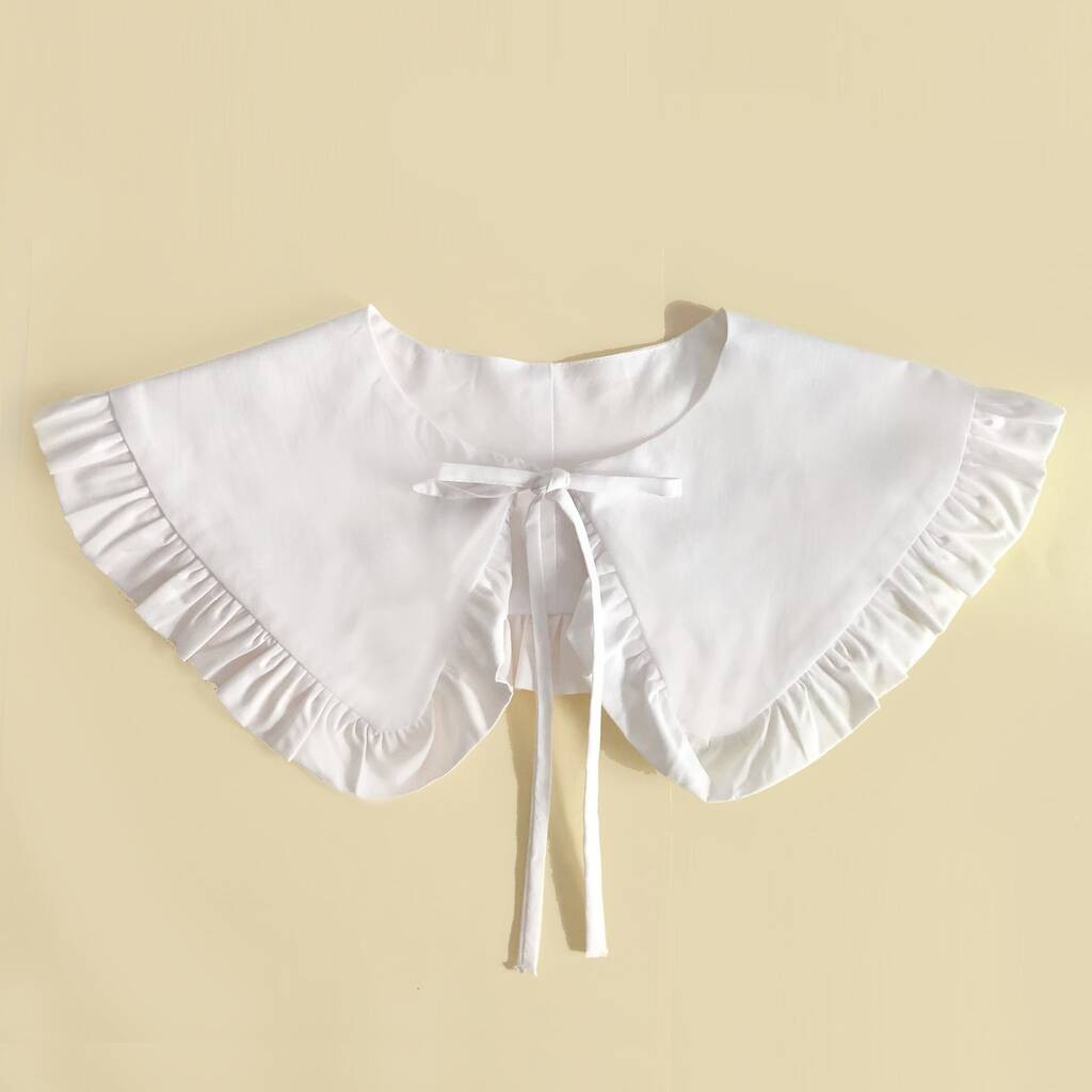 White Cotton Detachable Collar With Frill | Not On The High Street