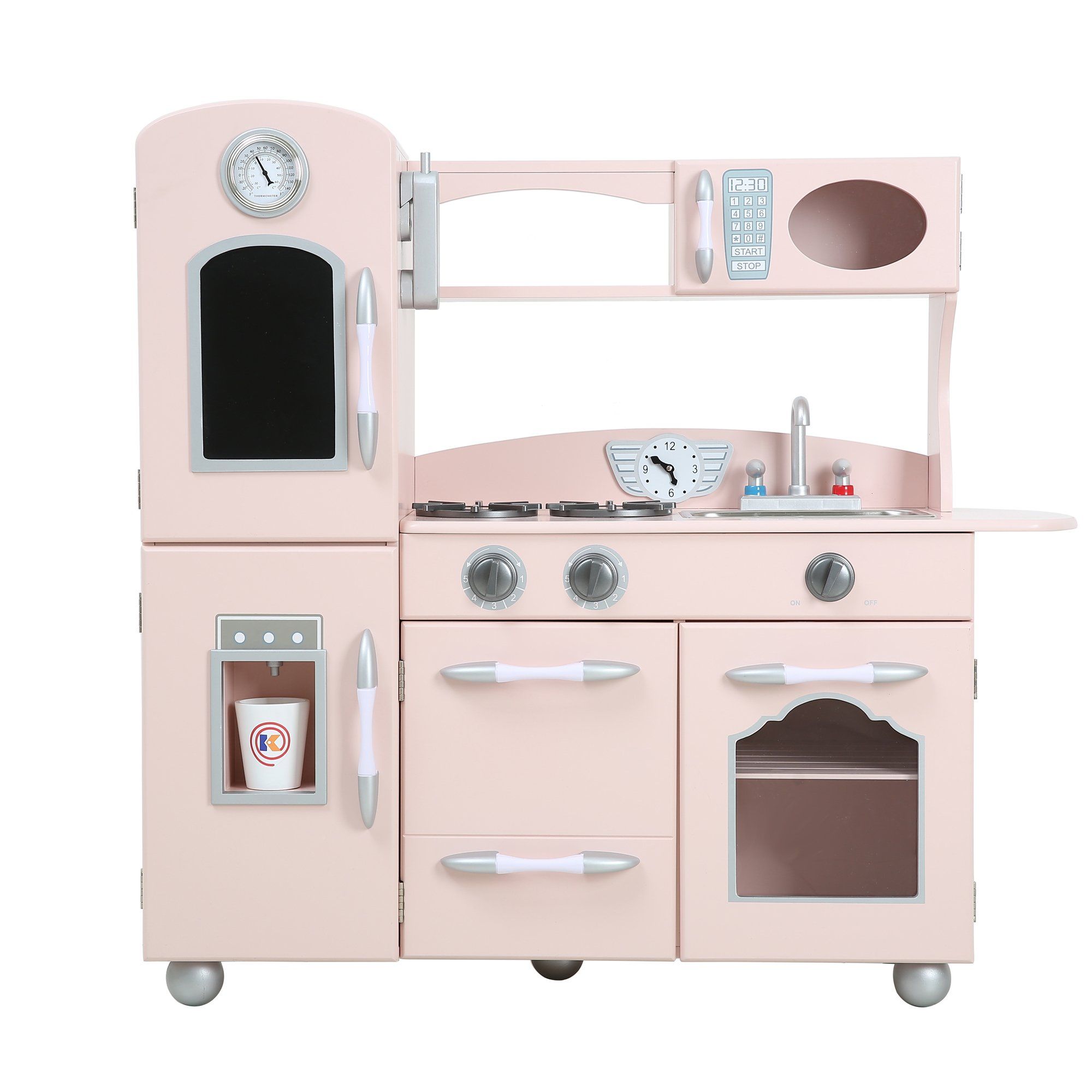 Teamson Kids - Retro Play Kitchen with Refrigerator. Freezer. Oven and Dishwasher - Pink (1 Pcs) | Amazon (US)