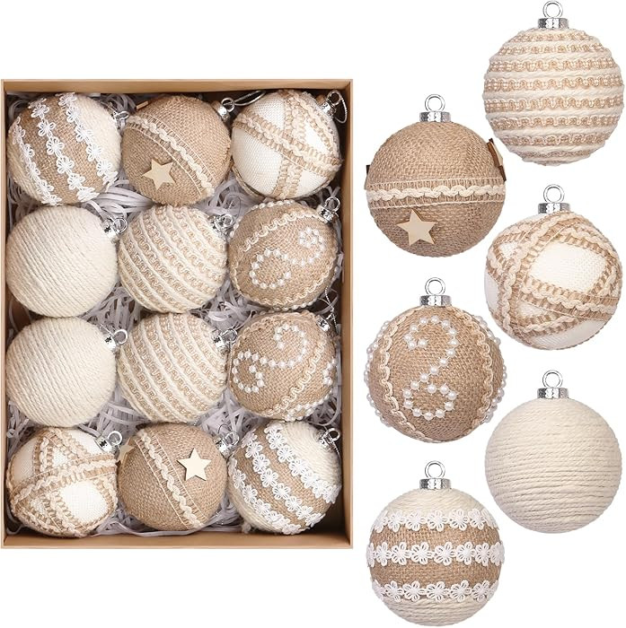 12PCS Christmas Ball Ornaments, 3.14"/80MM Boho Shatterproof Christmas Tree Hanging Ball Decorati... | Amazon (US)