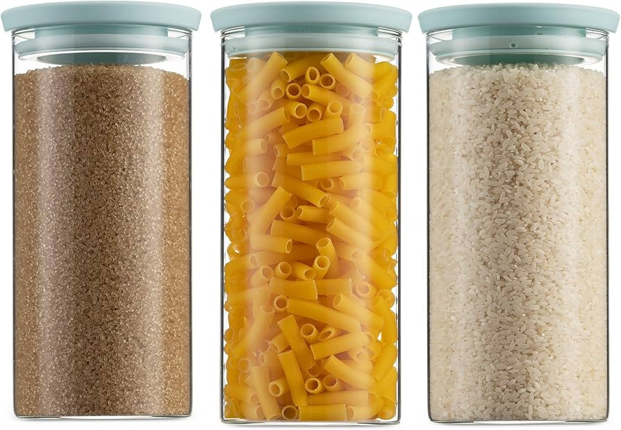 Godinger Food Storage Containers, Stackable Organization Canister Glass Jars - Large, Set of 3 | Amazon (US)