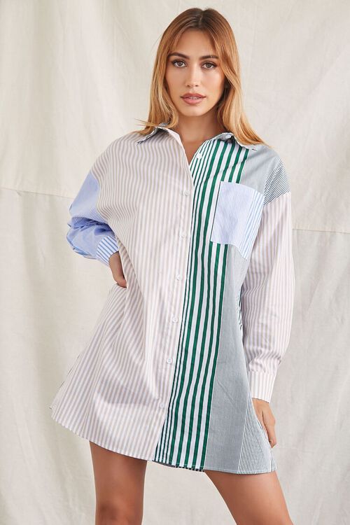 Striped Patternblock Shirt Dress | Forever 21 (US)