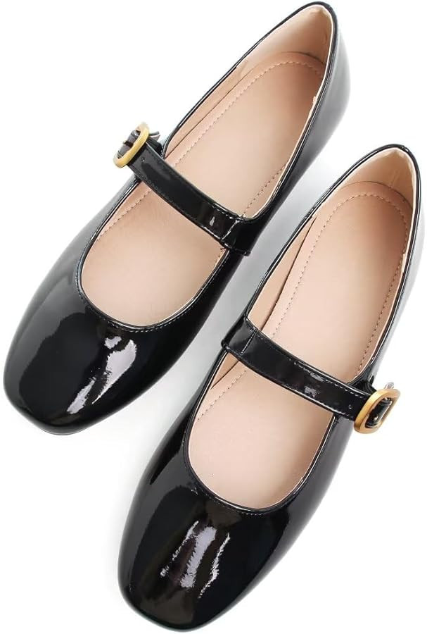 TN TANGNEST Leather Flats for Women Comfortable Square Toe Slip On Flats Soft Work Flats Retro Ma... | Amazon (US)