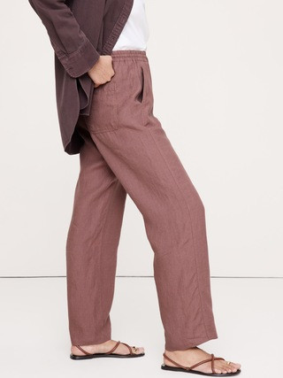 The Getaway Straight-Leg Pull-On Pant in Linen | Banana Republic (US)