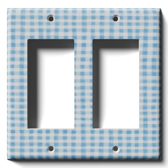 Blue Gingham Decorative Light Switch or Outlet Cover - Double Rocker (Decora) | Amazon (US)