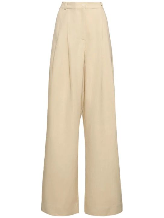 Piper pleated viscose & linen pants | Luisaviaroma