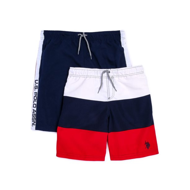 U.S. Polo Assn. Boys' Colorblocked Swim Trunks with UPF 50+, 2-Pack, Sizes 4-18 - Walmart.com | Walmart (US)