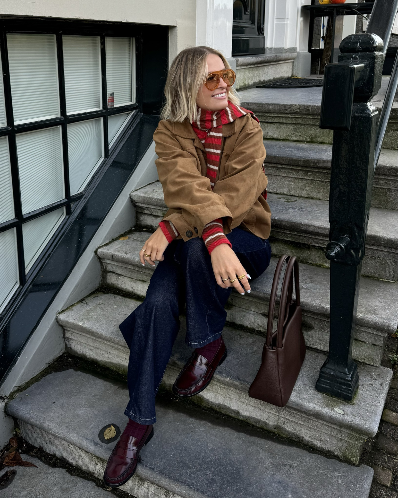Transitional outfit inspo heading into winter!

Striped scarf cardigan: Mango (M)
Suede jacket: H&M (XL)
Indigo jeans: Urban Outfitters (28W 32L)
Burgundy loafers & socks: mango
Sunglasses: free people
Brown bag: status anxiety 



#LTKautumn #LTKuk #LTKwinter