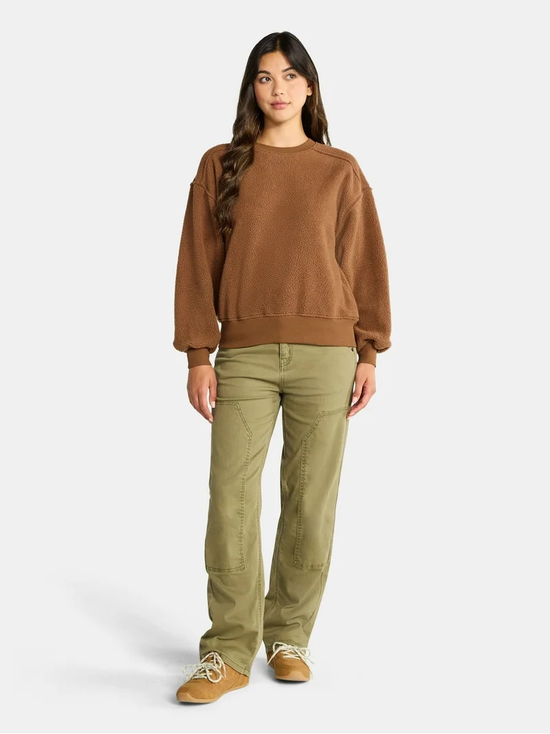 Time and Tru Women's Reverse Fleece Pullover Sweatshirt, XS-XXXL | Walmart (US)