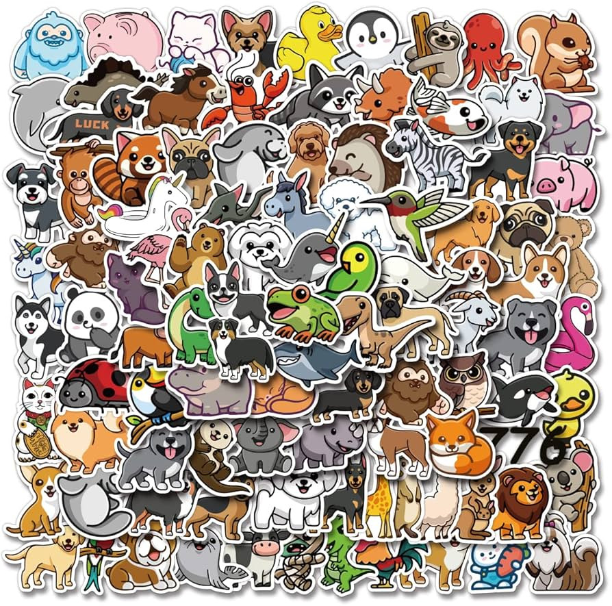 100Pcs Cute Animal Stickers,Vinyl Waterproof Stickers for Laptop,Bumper,Skateboard,Water Bottles,... | Amazon (US)