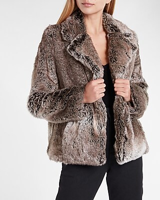 Collared Faux Fur Coat | Express