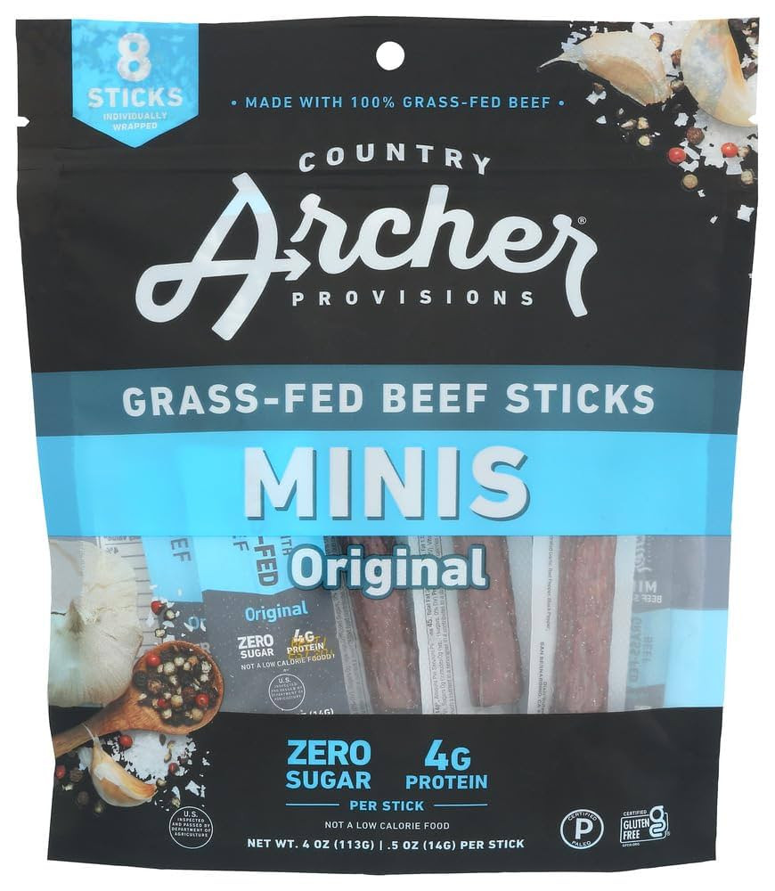 Country Archer Original Mini Beef Sticks, 4 OZ | Amazon (US)