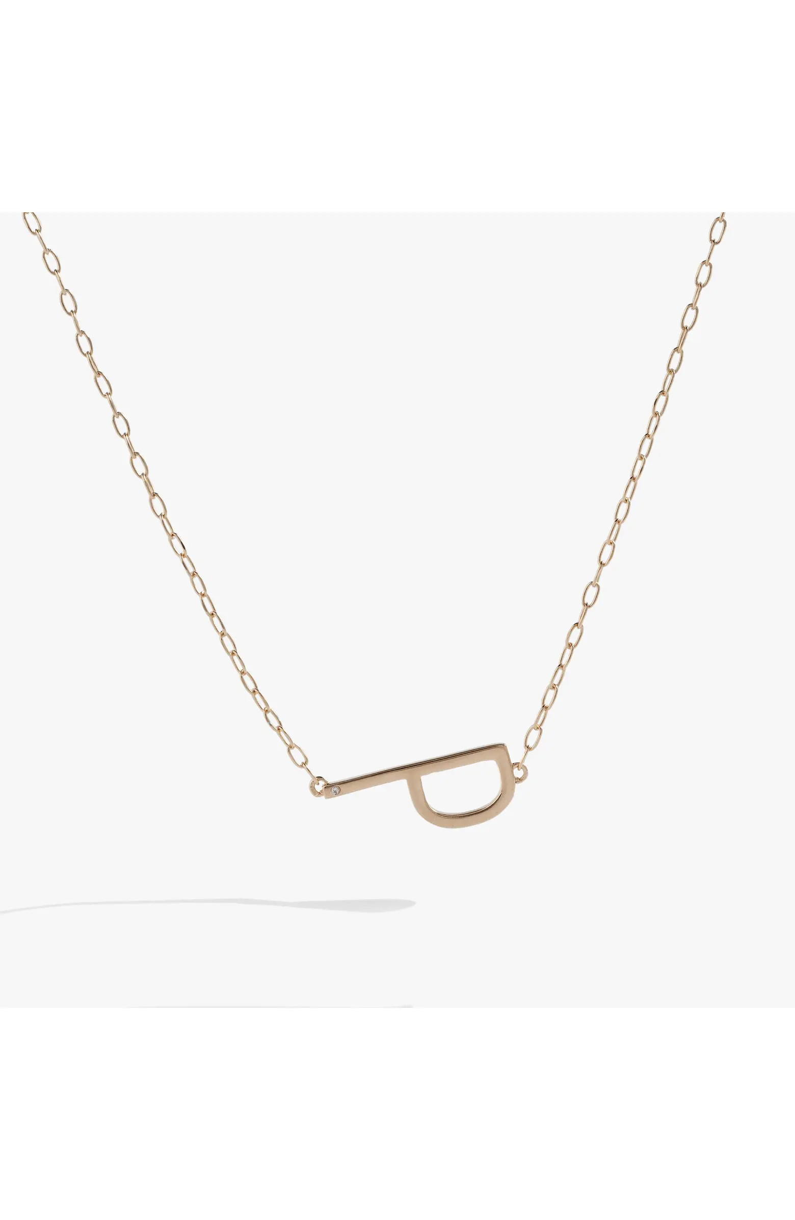 Gold Elongated Initial Pendant Necklace | Nordstrom