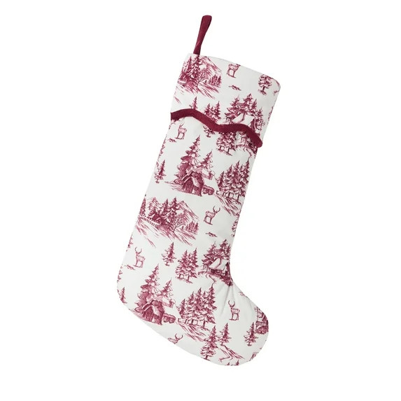 Red and Ivory Forest Christmas Stocking, 19", by My Texas House | Walmart (US)