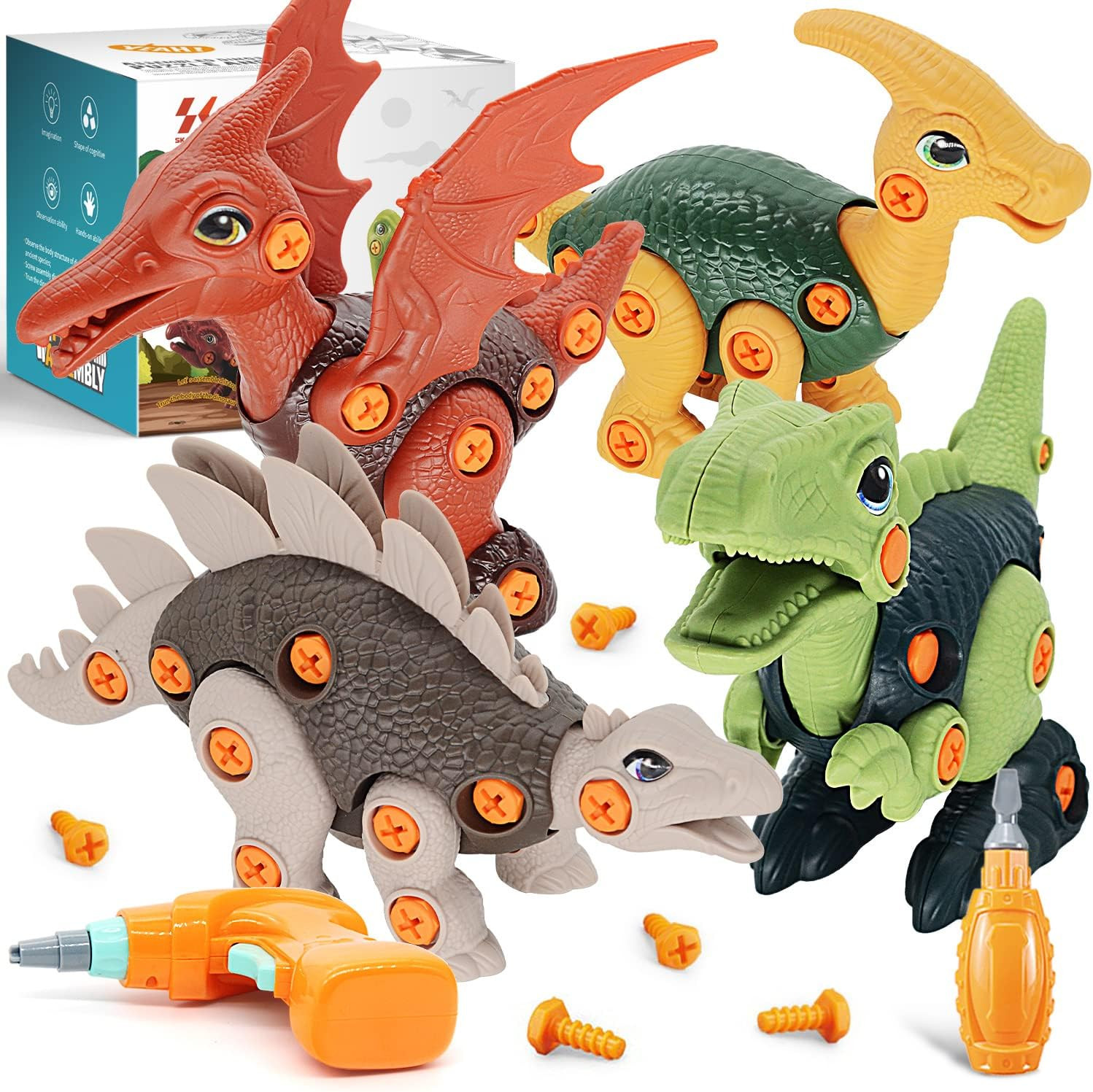 SK SUPKER Take Apart Dinosaur Toys 4 Pack for 3 to 8 Year Old Boys Girls Building Toys Set with E... | Amazon (CA)