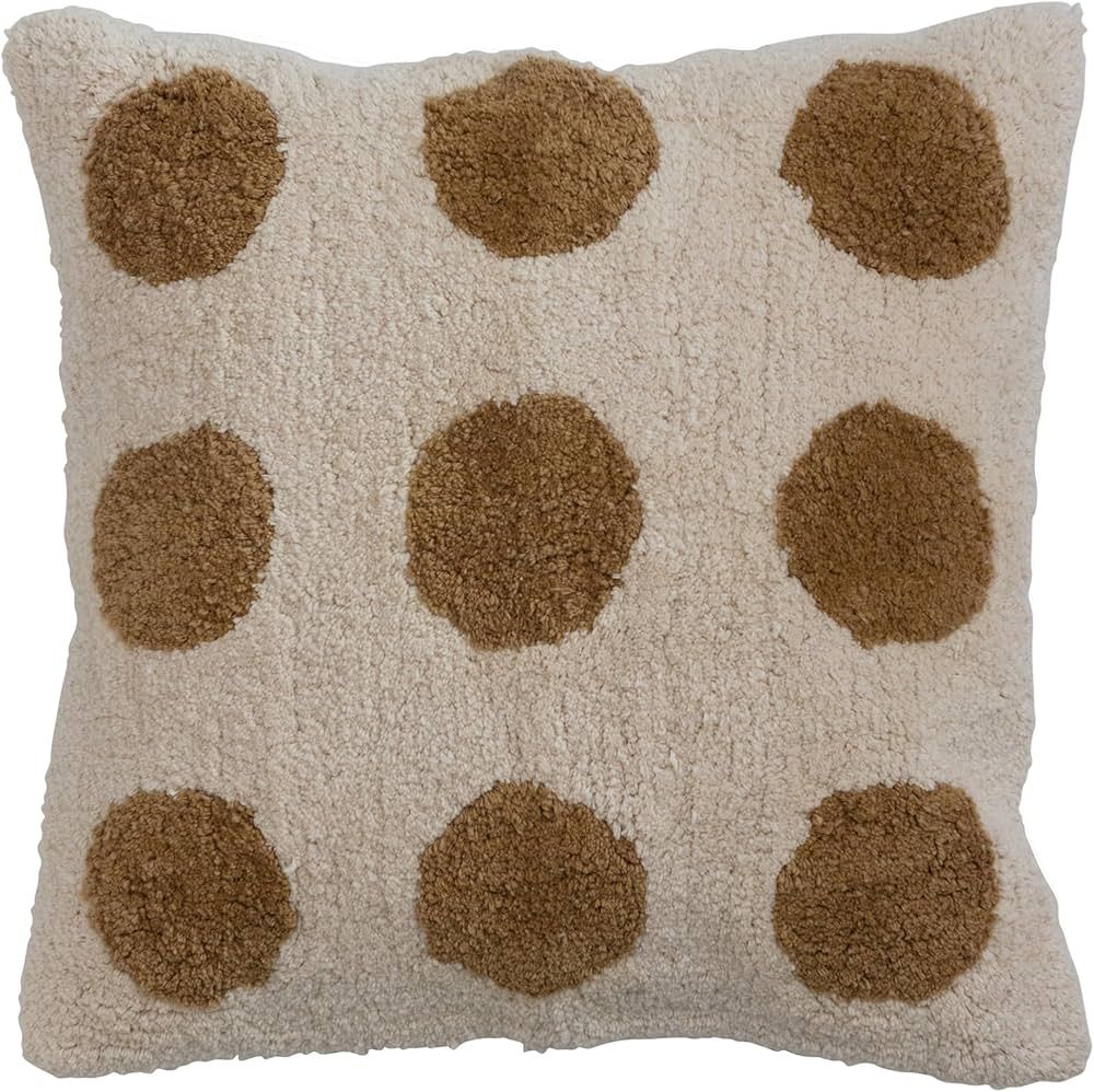 Bloomingville Cotton Tufted Dots and Chambray Back, Mustard Pillow Covers, 18" L x 18" W x 1" H, ... | Amazon (US)