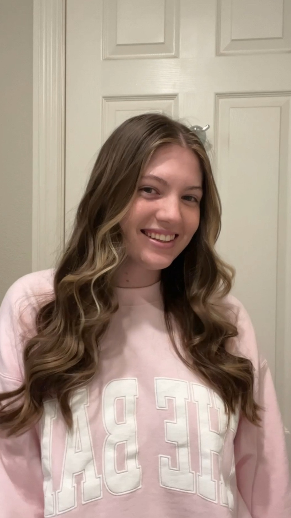 The bar pink sweatshirt wearing a large 

#LTKSeasonal #LTKfindsunder100 #LTKstyletip