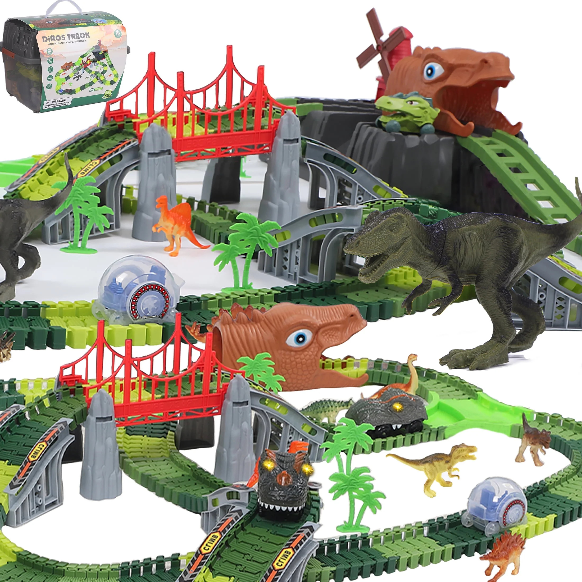 Skyhot Dinosaur Toys, 285 PCS Dinosaur Track Create A Dinosaur World Road Race Tracks, Flexible T... | Walmart (US)