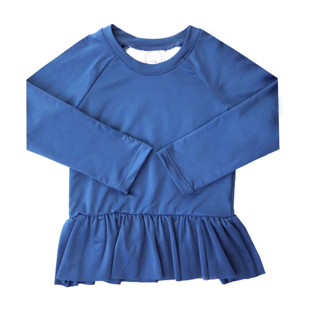 Charleston Girls Peplum Rashguard Swim Top | The Bella Bean