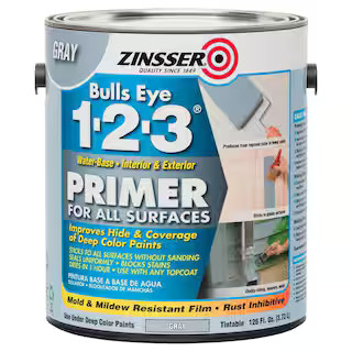 Zinsser Bulls Eye 1-2-3 126 oz. Gray Water-Based Interior/Exterior Primer and Sealer 285085 - The... | The Home Depot