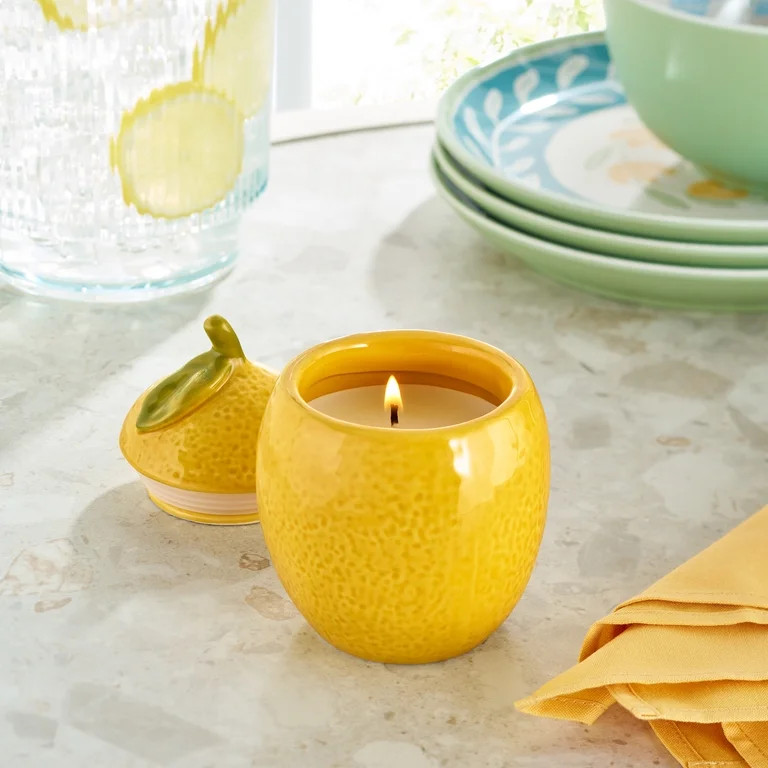 Better Homes & Gardens Ceramic Lemon Fruit Candle, Lemon and Mint Scent, 6 oz, Single Wick | Walmart (US)