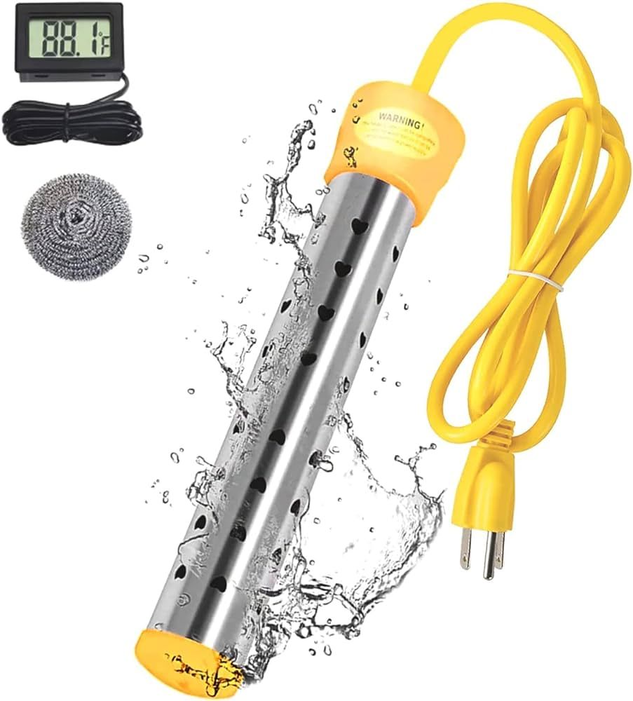 Immersion Water Heater, with 304 Stainless Steel Cover Intelligent Temperature Control and Digita... | Amazon (US)