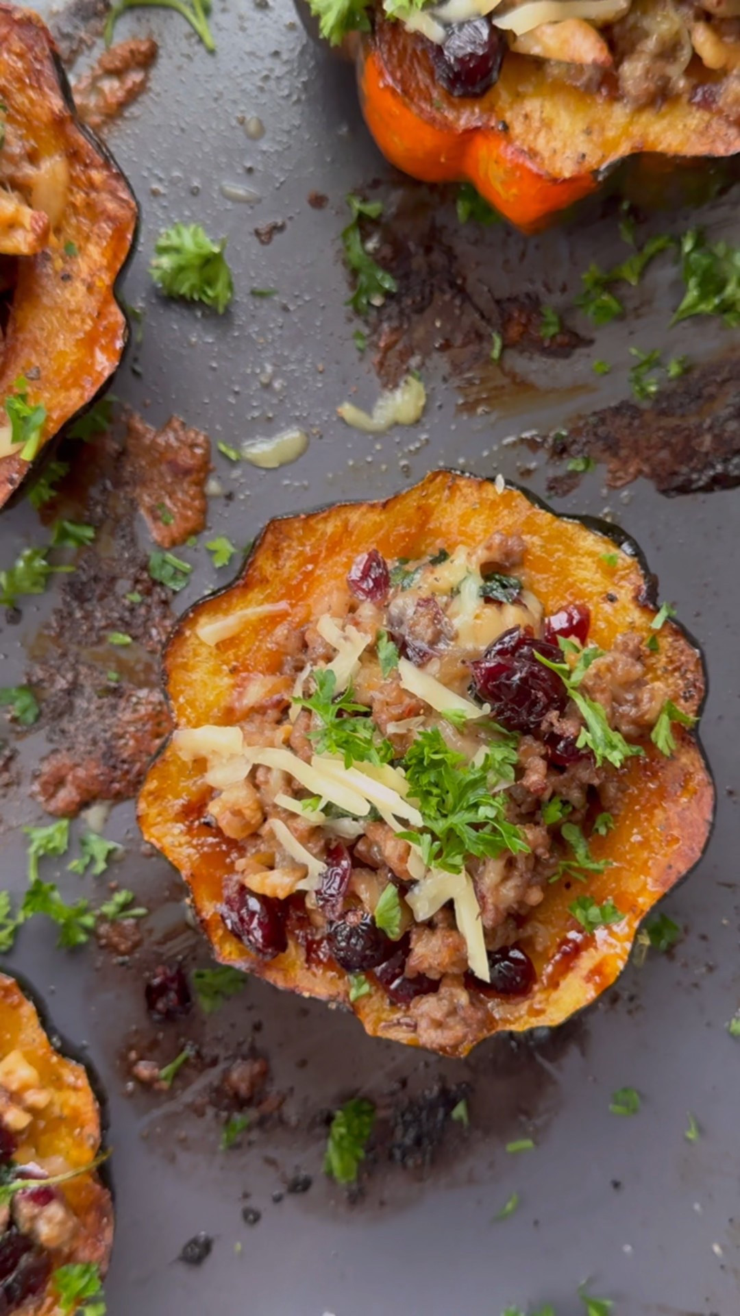 Savory Acorn Squashed stuffed with Italian Sausage. Made with my favorite pan and baking sheets. 

#LTKSeasonal #LTKHoliday #LTKParties