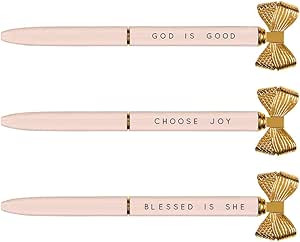 Faithworks Pink Bow Topped Assorted Saying Religious Ballpoint Pens, 5 1/2 Inch, Set of 3 | Amazon (US)