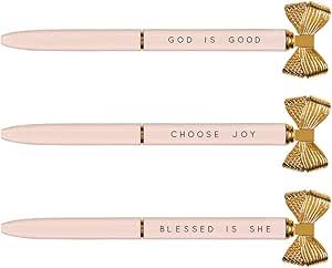 Faithworks Pink Bow Topped Assorted Saying Religious Ballpoint Pens, 5 1/2 Inch, Set of 3 | Amazon (US)