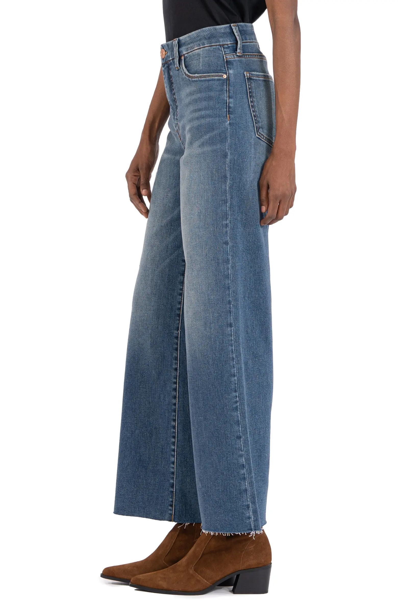 KUT from the Kloth Meg Fab Ab High Waist Raw Hem Ankle Wide Leg Jeans | Nordstrom | Nordstrom