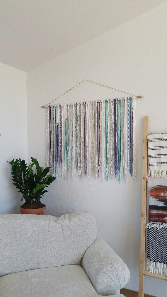 Tapestry, Yarn Tapestry, Yarn Wall Hanging, White, Beige, Ivory, Mint, Violet, and Gray | Etsy (US)
