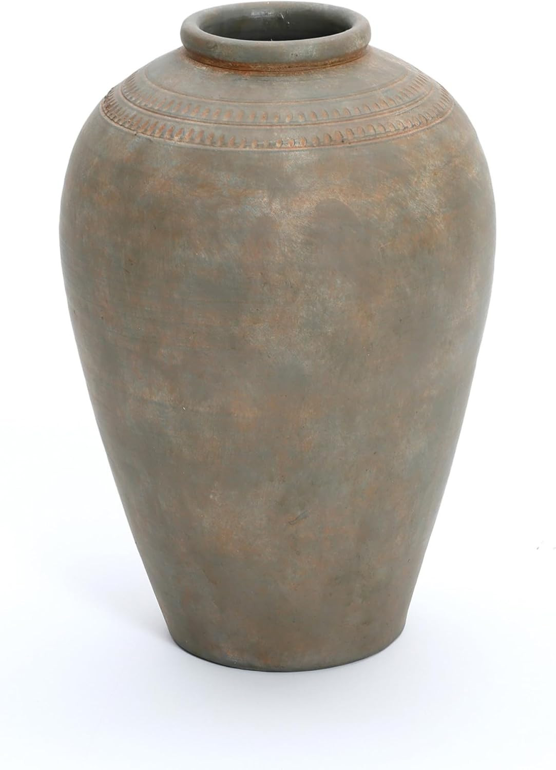 LuxenHome Brown Rustic Ceramic Flower Vase,Terracotta Farmhouse Urn Vases for Room Decor,Vintage Large Vase Living Room Decor,Modern Floor Vase Home Décor Accents | Amazon (US)