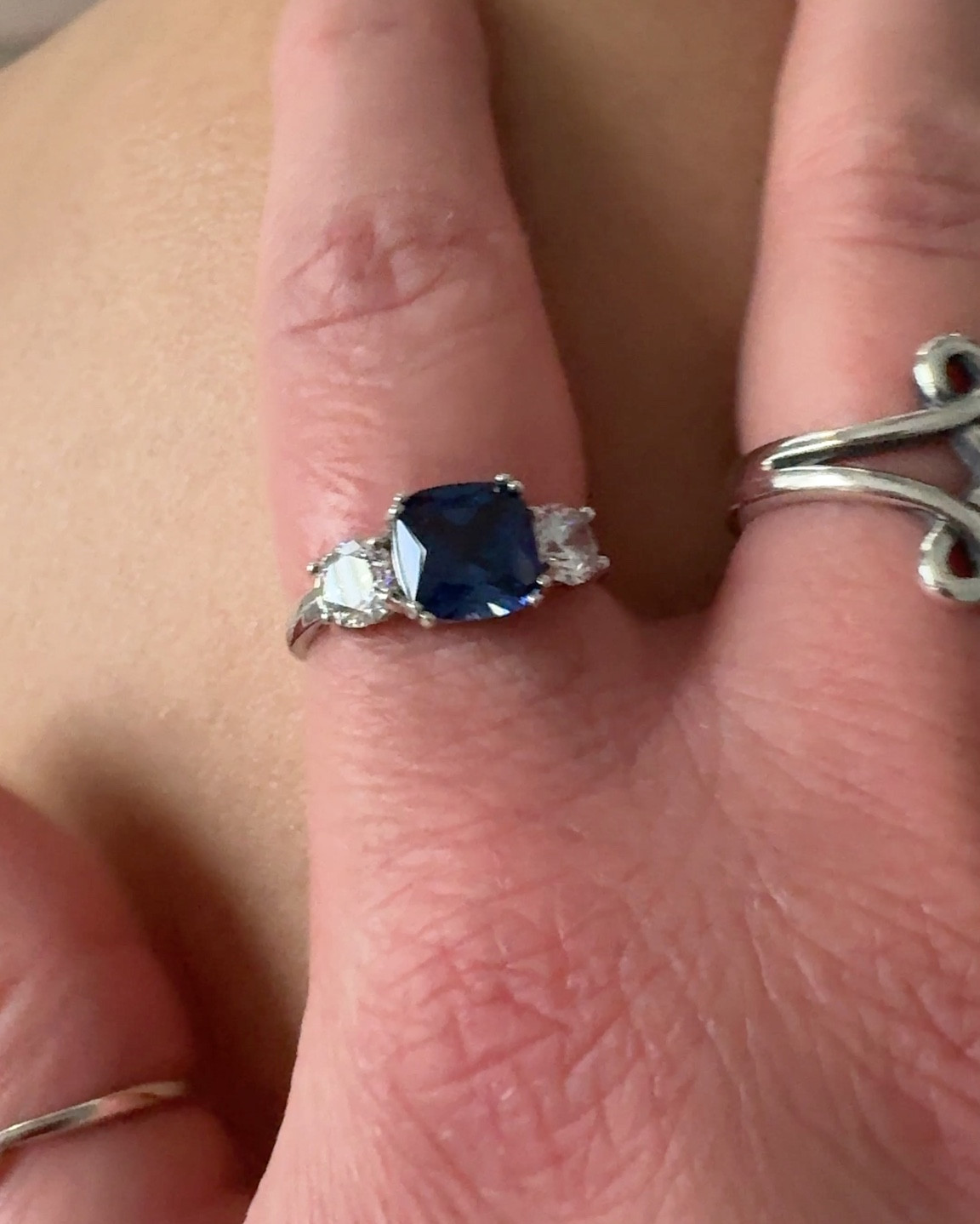 New gorgeous blue cubic zirconia ring. Love love! 