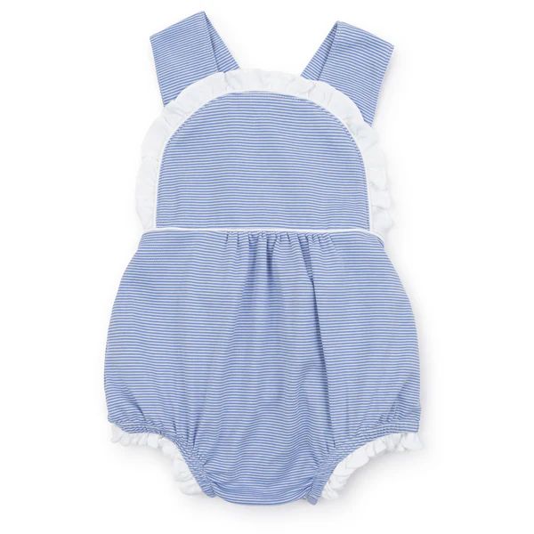 Eloise Girls' Pima Cotton Bubble - Blue and White Stripes | Lila and Hayes